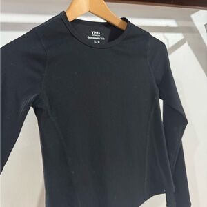 Abercrombie Kids YPB Ribbed Black Longsleeve Crewneck Tee with thumb holes
